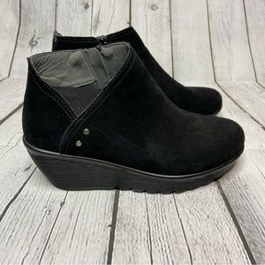 Skechers Parallel Ditto Wedge Ankle Boots Black Suede Side Zip Women’s 8.5